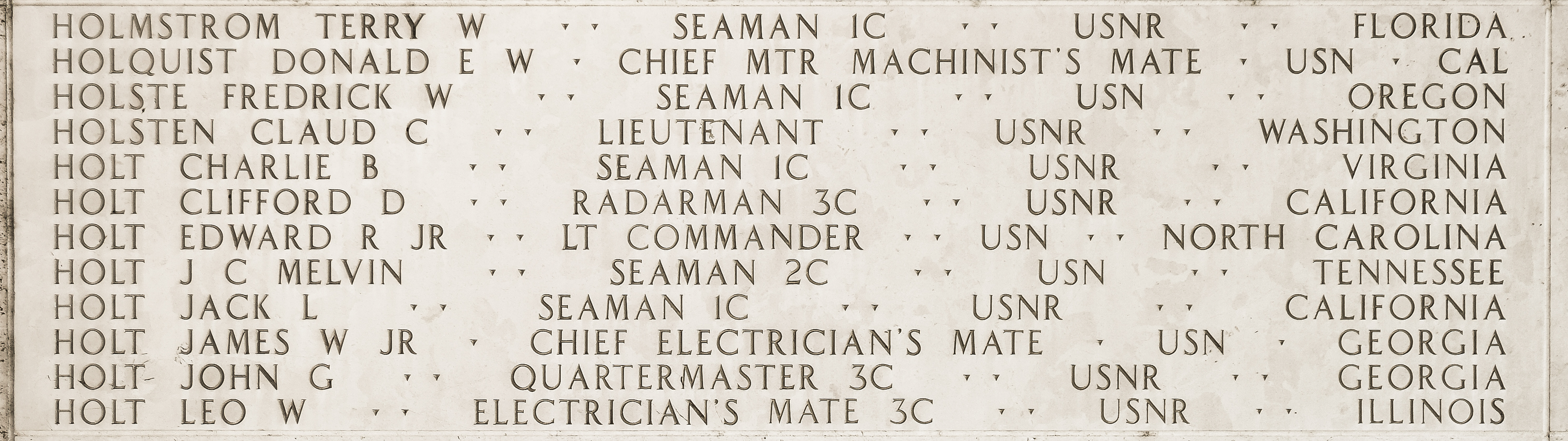 Leo W. Holt, Electrician's Mate Third Class